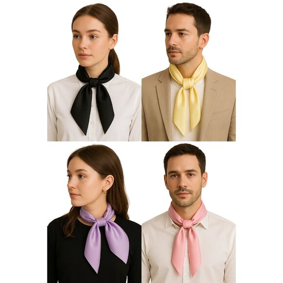 Red Satin Scarf 19x19, Western Cowboy Cowgirl Bandana, Boho Coastal Ranch Wear - Picture 6 of 10